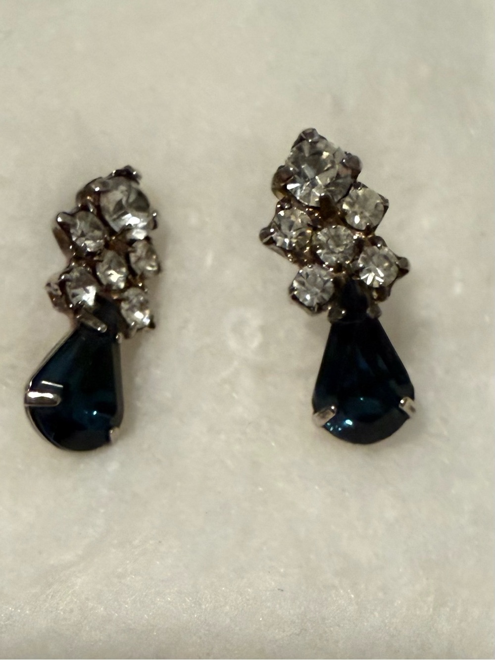 Classic Crystal Cluster Drop Earrings in Deep Blue
